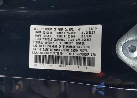 2014 Honda Accord Lx from USA, damaged, VIN 1HGCR2F31EA269434